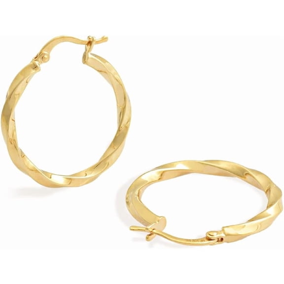 Jewelry Atelier Gold Filled Twisted Hoop Earrings Collection - 14K Solid Yellow Gold Filled Stylish Earrings for Women with Different Occasions & Styles