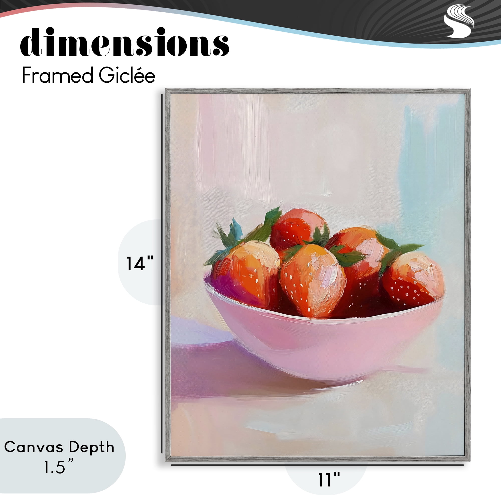Stupell Industries Pastel Bowl of Strawberries Gray Framed Giclee Art, design by The Prints Vibe