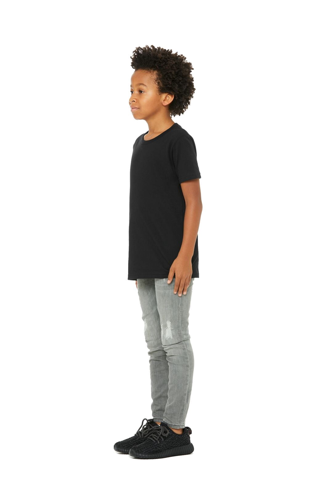 BELLA+CANVAS Youth Short Sleeve Personalized T-Shirt, Create Your Own Designs, Black, Youth Medium, Unisex