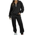 thumbnail image 2 of BXINGOHAI Women's 2 Piece Tracksuit Fall Outfits 2024 Long Sleeve Half Zip Sweatshirt Sweatpants Lounge Set Sweatsuits Black,XXL, 2 of 6
