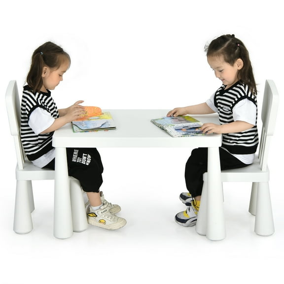 Infans Kids Table & 2 Chairs Set Toddler Activity Play Dining Study Desk White