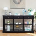 thumbnail image 2 of Tcbosik Entryway Console Table with Open Shelves and 3 Storage Drawers, 58.2" Long Foyer Table, Behind Couch Table for Hallway, Living Room, Black, 2 of 8