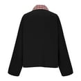thumbnail image 3 of Nokdvo Womens Short Jackets Fall Winter Plaid Collar Zipper Casual Overcoat Lapel Snap Button Single Breasted Outerwear with Pockets,Black M, 3 of 7