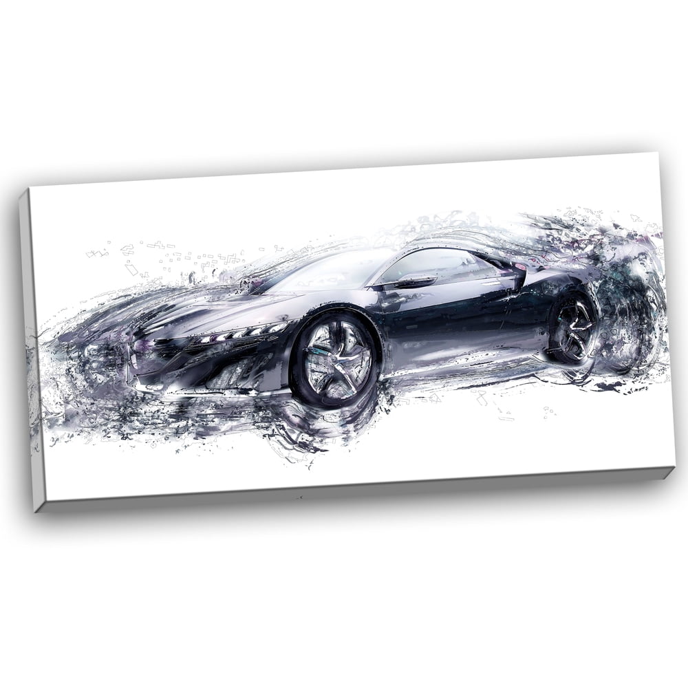 DESIGN ART Sleek Black Exotic Car" Gallery-wrapped Canvas