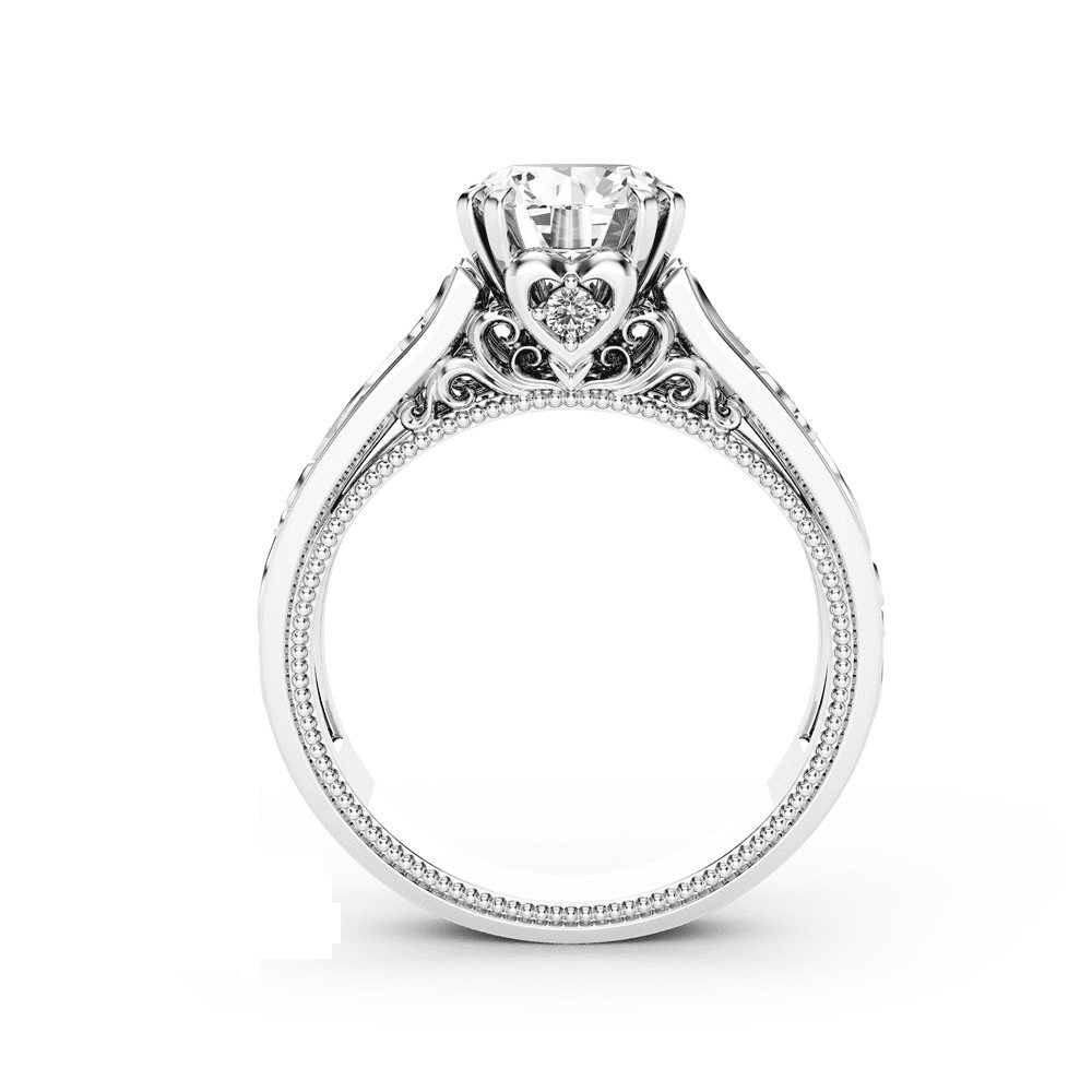 HeartsAndYou 1.5ct Round Cut Moissanite Engagement Ring for Women 18k White Gold Over Silver Vintage Inspired Filigree