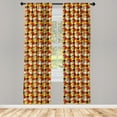 thumbnail image 4 of Ambesonne Floral Window Curtains, Water Flower Art With Tartan, Each 28" W x 63" L, Dark Pink Dark Yellow, 4 of 4