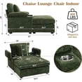 thumbnail image 5 of CAPCAEK Chaise Lounge Chair Indoor, Chenille Comfy Reading Chair with Ottoman, Storage and USB, for Living Room, Green, 5 of 7