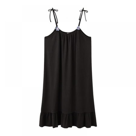 

Nightgown Women Cute Sleepwear Soft Spaghetti Strap Nightdress Sleeveless Chemise Ruffle Sleep Shirt