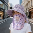 thumbnail image 5 of UV Protection Wide Brim Sun Hat with Detachable USB Rechargeable Cooling Fan, Floral Neck Flap Fishing Bucket Hat, Breathable Mesh Outdoor Sun Cap for Beach, Gardening, Cycling, 5 of 6
