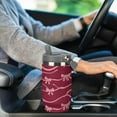 thumbnail image 6 of 30 Oz Insulated Tumblers with Flip Straw Lid Top Handle Striped Bows Pink Leakproof Reusable Vacuum Stainless Steel Travel Coffee Mug for Car, 6 of 6