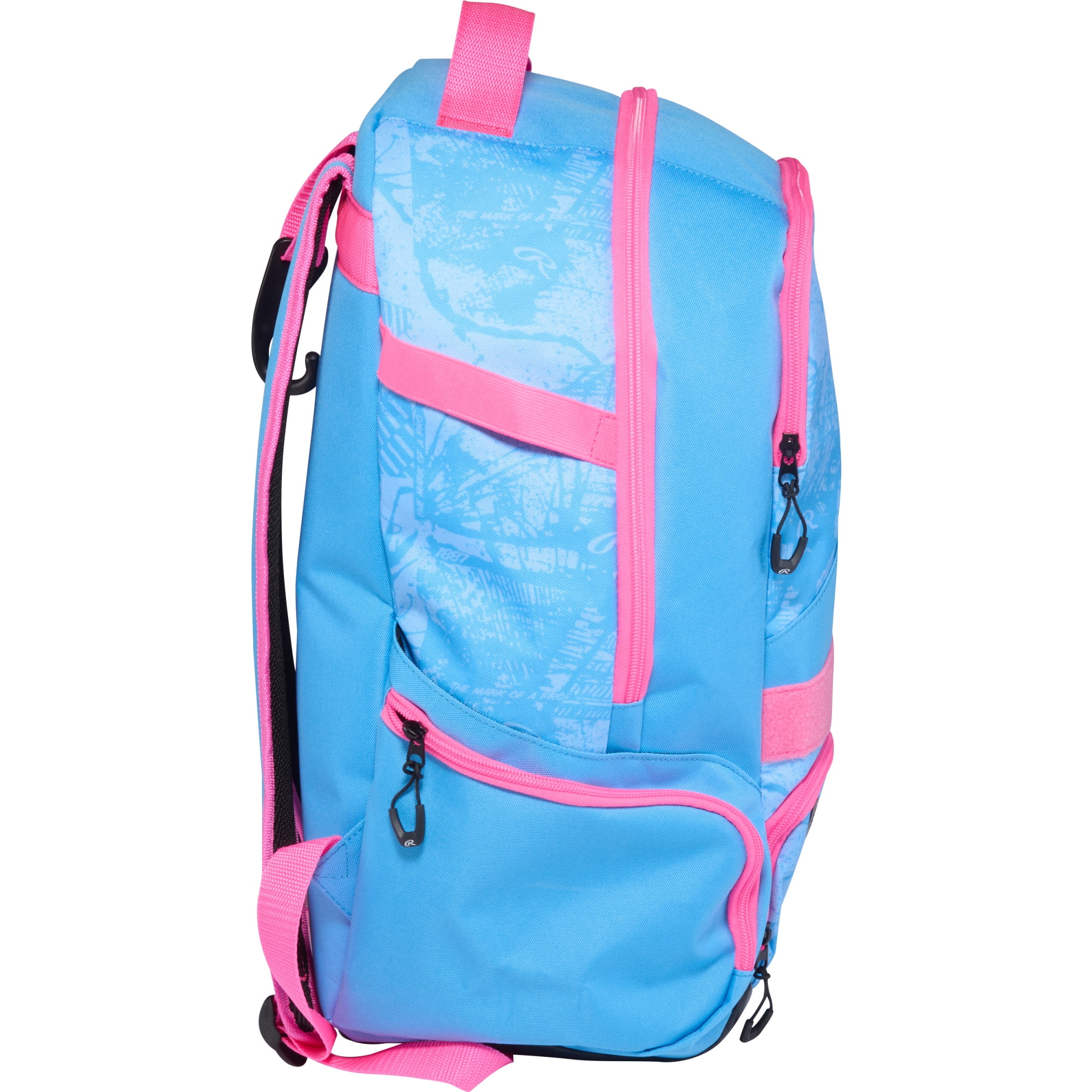 Rawlings Gamer Series Baseball Backpack | Bat & Gear Bag | Columbia Blue/Pink