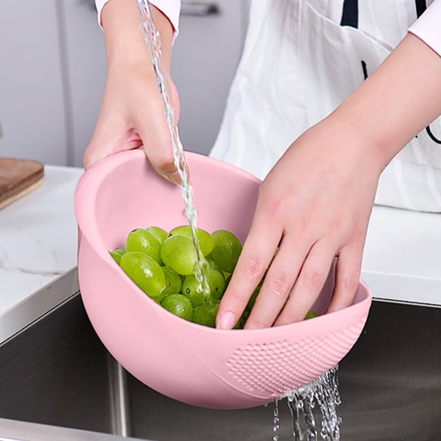 Lavador Y Colador De Arroz De Plástico, Escurridor De Verduras Con Asa, Herramienta De Cocina Multiusos Para Lavar Y Almacenar Alimentos.,Vsgery