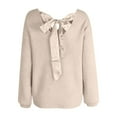 thumbnail image 5 of Bibifish Womens Sweaters Long Sleeve Bow Knitted Sweaters Trendy Solid Color Backless Deep V Neck Loose Pullover Tops For Ladies, 5 of 5