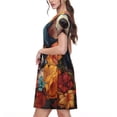 thumbnail image 2 of Balery Cute Colorful Flower French Bulldog Vestidos sueltos de manga corta para mujer, vestidos de verano 2025, vestidos casuales de corte A con vuelo., 2 of 6