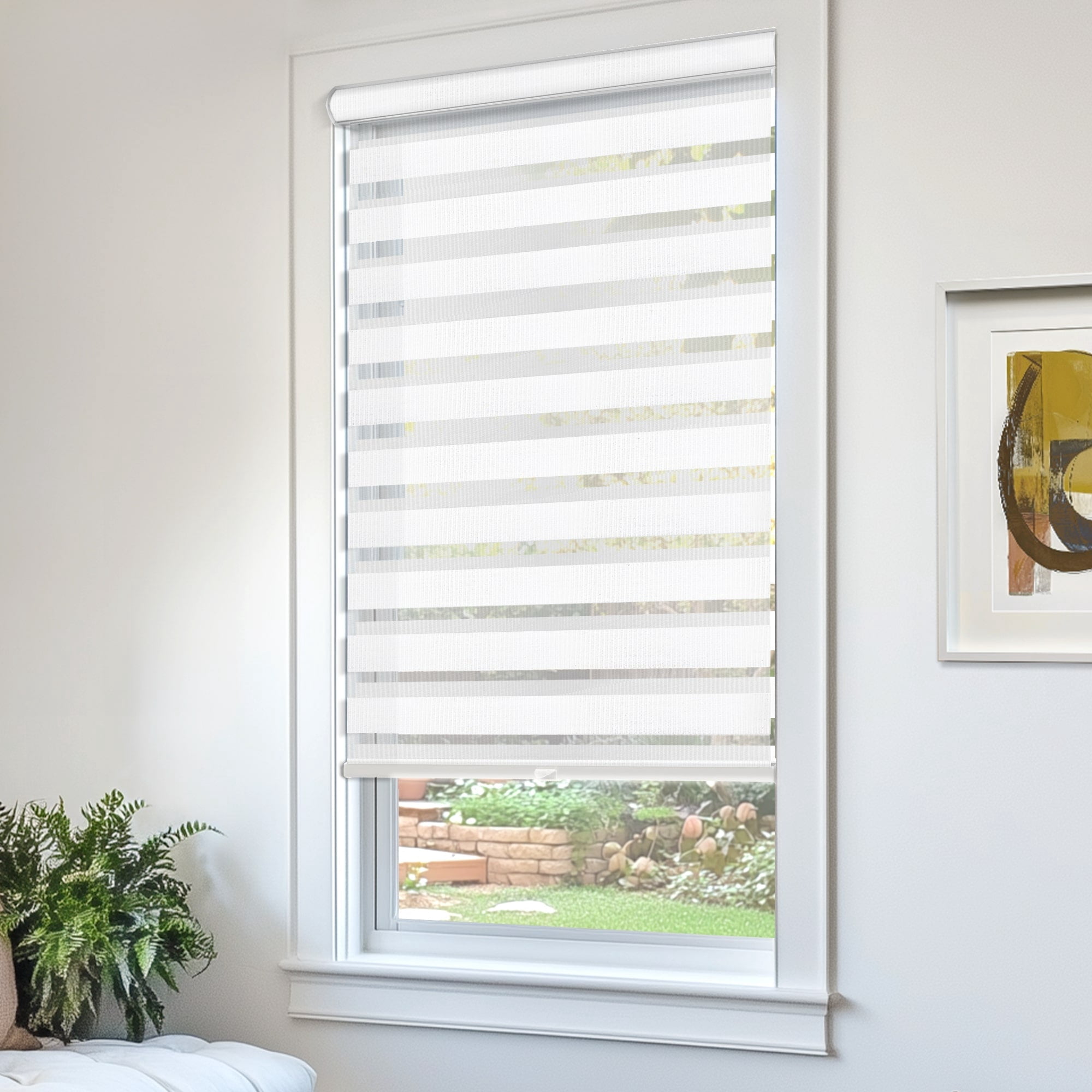 CHICOLOGY Zebra Roller Shades | Room Darkening | Basic Arctic |36.5"W X 72"H| Dual Layer Light Filtering Blinds | Cordless Window Shades for Home & Office | Easy Install