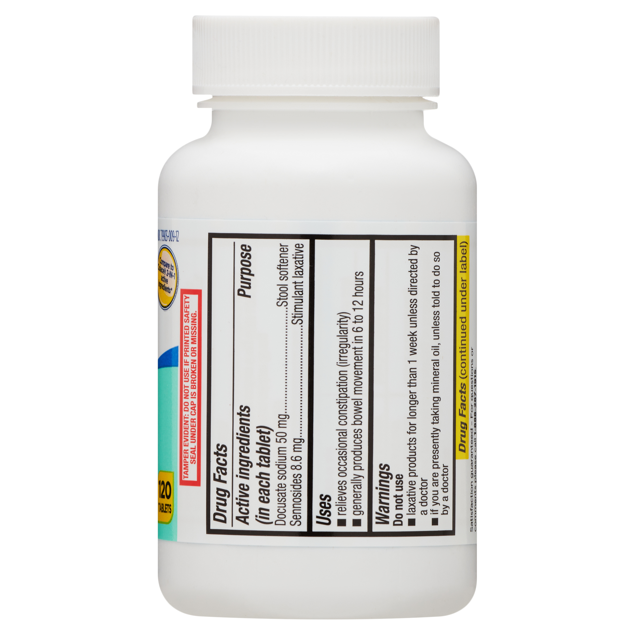 Tabletas Laxantes con Ablandador de Heces para Estreñimiento, 120 unidades, comparable al ingrediente activo de Colace 2-IN-1 6