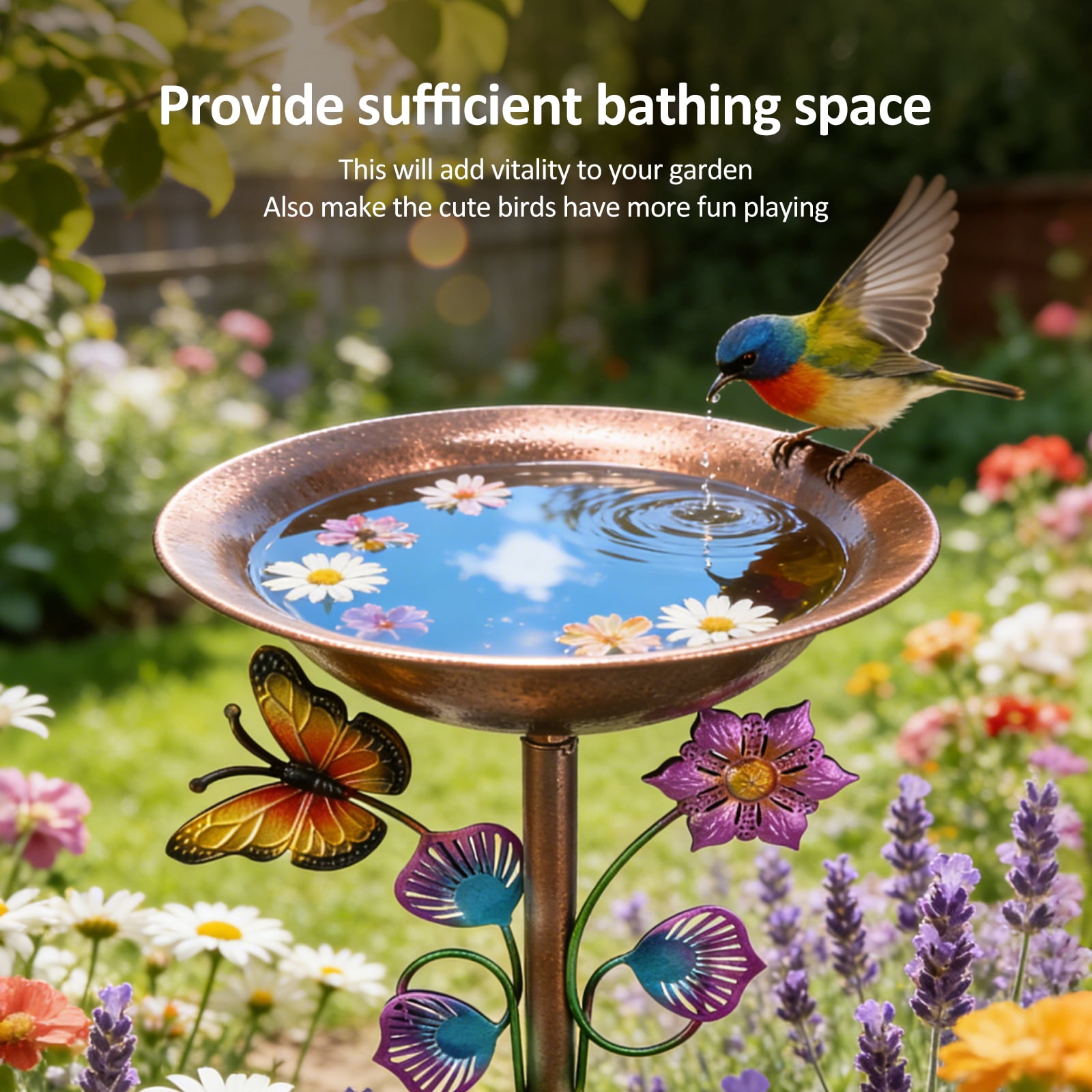 29In Metal Bird Bath for Outside, Vintage Freestanding Birdbaths & Birdfeeder, Bird Baths Feeder Bowl for Outdoors Garden Patio Yard Lawn Decor for Outdoor Garden Patio Yard Lawn (Multi-color)