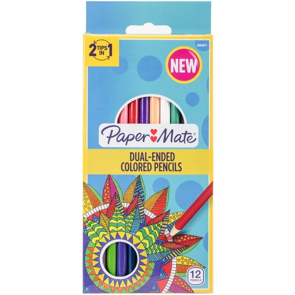 Paper Mate Double-Ended Colored Pencils 12/Pkg-Round Brights