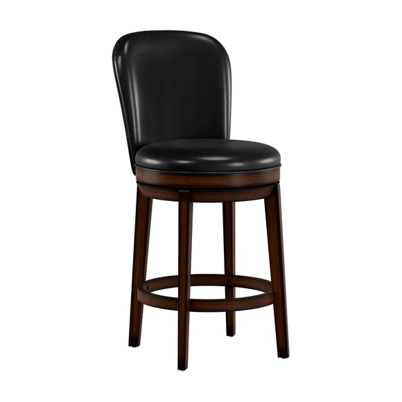 Bowery Hill Tabouret de Comptoir Pivotant en Bois/faux Cuir Contemporain de 26 Po en Châtaignier