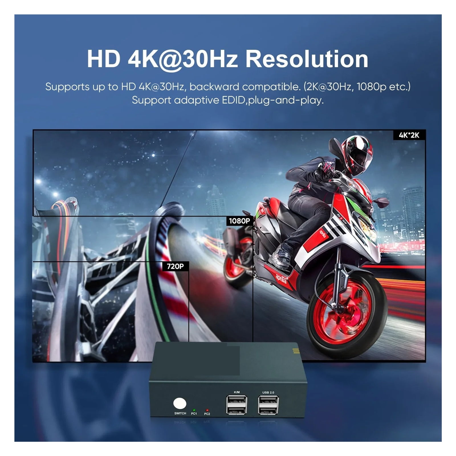 KVM Switch 4K Enable Smooth Transitions Between Dual Screens For Diverse Uses High-res Vivid Visuals