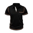 thumbnail image 4 of UVEASISHA Mens Summer Polos Shirts Short Sleeve Casual Business T-Shirt Vintage Color Block Collared Golf Shirts Regular Fit Stylish Work Tees Black S, 4 of 7