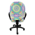 thumbnail image 3 of Retro Office Chair Slipcover, Ethnic Design Hippie Art Mandala with Rainbow Colors Trippy Medallion LGBT Pride, Protective Stretch Decorative Fabric Cover, Standard Size, Multicolor, by Ambesonne, 3 of 5