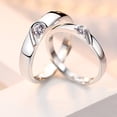thumbnail image 3 of 2 Anillos 925 plata，Para Parejas Conjunto Promesa Ajustable Enamorados, 3 of 5
