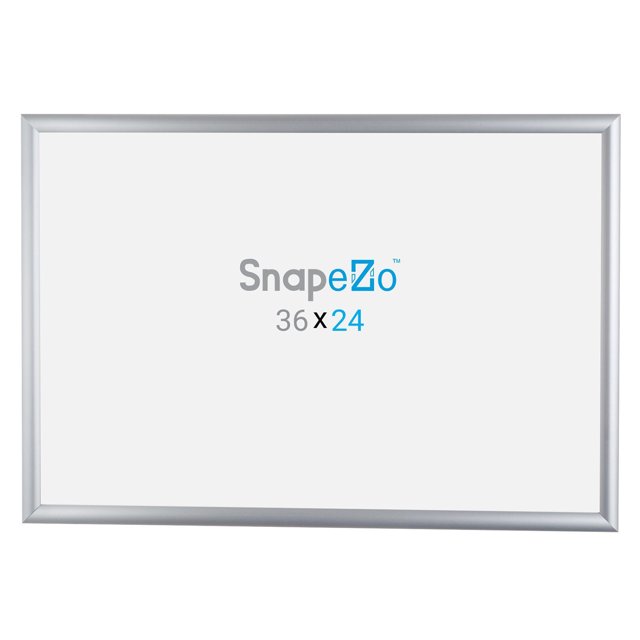 SnapeZo Aluminum Metal Front Loading Snap Poster Frame, Silver, 24x36 Inch