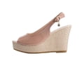 thumbnail image 2 of Miluxas Womens Evening Slingback Buckle Platform Peep Toe Wedge High Heel Pumps Shoes Pink 6(37), 2 of 9