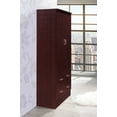 thumbnail image 4 of Hodedah Two Door Wardrobe with 2 Drawers and Hanging Rod, Brown, 4 of 8