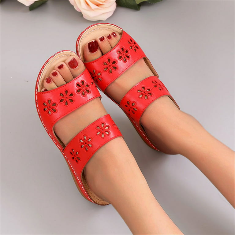 Bkolouuoe Womens Clog Slippers Size 7 Fashion Ladies Flat Flower Slippers  Roman Style Spring And Summer Sandals Backless Slides for Women