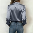 thumbnail image 6 of ChaoHeng Women's Loose Fit Cotton Long Sleeve Shirts Cowl Drape Neck Relaxed Casual Transitional Top Gray XXXL, 6 of 9