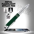 thumbnail image 2 of SyPen Stylus Pen for Touchscreen Devices, Tablets, iPads, iPhones, Multi-Function Capacitive Pen With LED Flashlight, Ballpoint Ink Pen, 3-In-1 Metal Pen, 6PK, Green, 2 of 2