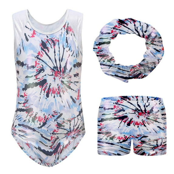 Baywell Gymnastics Leotards for Girls Sparkly One-Piece Pro Kids Unitard Biketards Purple 5-14Y