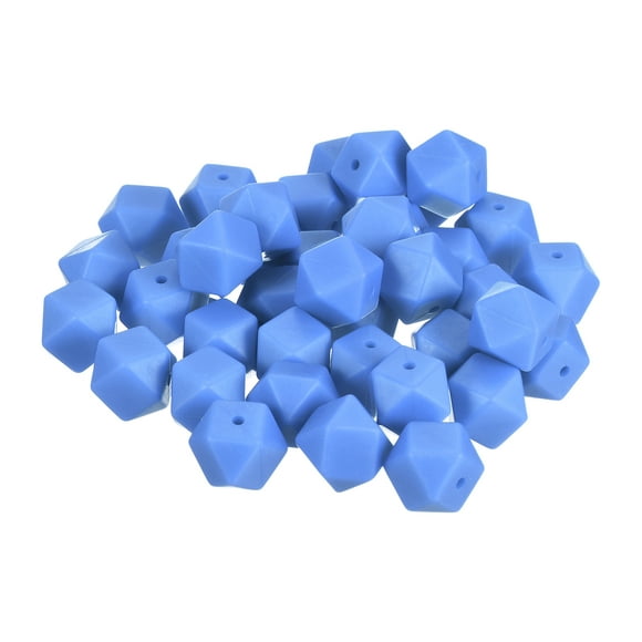 Uxcell Perles de Silicone Hexagonales de 14 mm, Perles Polygonales en Vrac, Bleu Clair 40Pcs