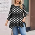 thumbnail image 5 of Xdegoge Plus Size Tunic Tops for Women 3/4 Sleeve Pleated Shirts Crewneck Dressy Casual Blouses Polka Dot Stretch Soft Comft Loose Fit Tshirt Fall Fashion Clothes Streetwear, 5 of 7