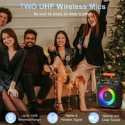 FanFun Bluetooth Speaker with Microphones, Portable Speaker With AUX Input, 20W Stereo Sound Party Speaker with Lights, Outdoor Powerful Speakers, 12H Playing Time, T17-T