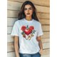 thumbnail image 1 of Women's Valentine's Day Love Retro Print T-Shirt Fashion Short Sleeve Round-Neck Slm Fit Tops Summer Casual Streetwear, 1 of 6
