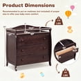 thumbnail image 3 of ELLEGHT 3-Drawer Dresser Changer, Changing Table, Nursery Dresser with Safety Belt, Guardrails & Changing Top for Baby Nursery in Brown, 3 of 8