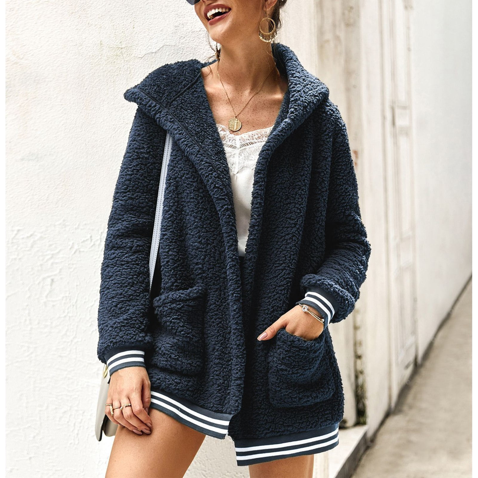 Fuzzy jacket womens hotsell