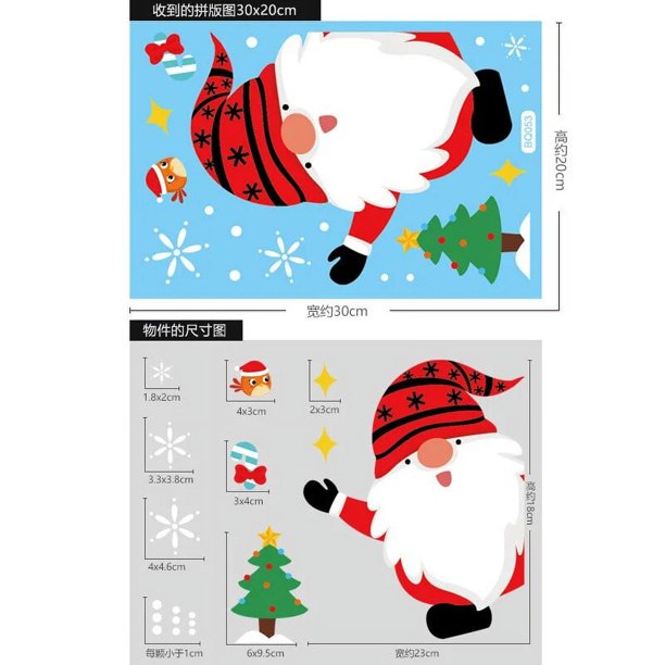 Pegatinas de Navidad para ventana, calcomanía de pared artesanal de copos de nieve de Papá Noel, decoraciones navideñas para el hogar, adornos de Año Nuevo, regalo 2023, 2024
