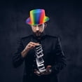 thumbnail image 6 of Hsqqdc Rainbow Magician Tall Top Hat, Colorful Fedora Performance Hat for Carnival Party Events, 6 of 7