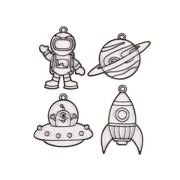 Outer Space Suncatchers, Craft Supplies, Suncatchers, Bulk Craft Accessories, 24 Pieces, Clear/Iridescent