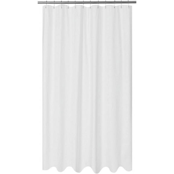 Embossed Microfiber Extra Long Shower Curtain Liner 71 x 96 inches, Soft Fabric Shower Curtain Washable and Water Repellent, 71x96, White