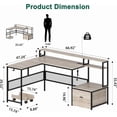 thumbnail image 2 of Someet L-Shaped Office Desk with Power Outlets and Lockers, Modern Simple Style 66" Computer Desk with Monitor Stand, Gray, 2 of 5