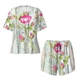 thumbnail image 4 of Lsque Vintage Wood Background with Floral Women's Short-Sleeved Pajama Set - 2 Piece Soft and Lightweight Sleepwear Set-Small, 4 of 9