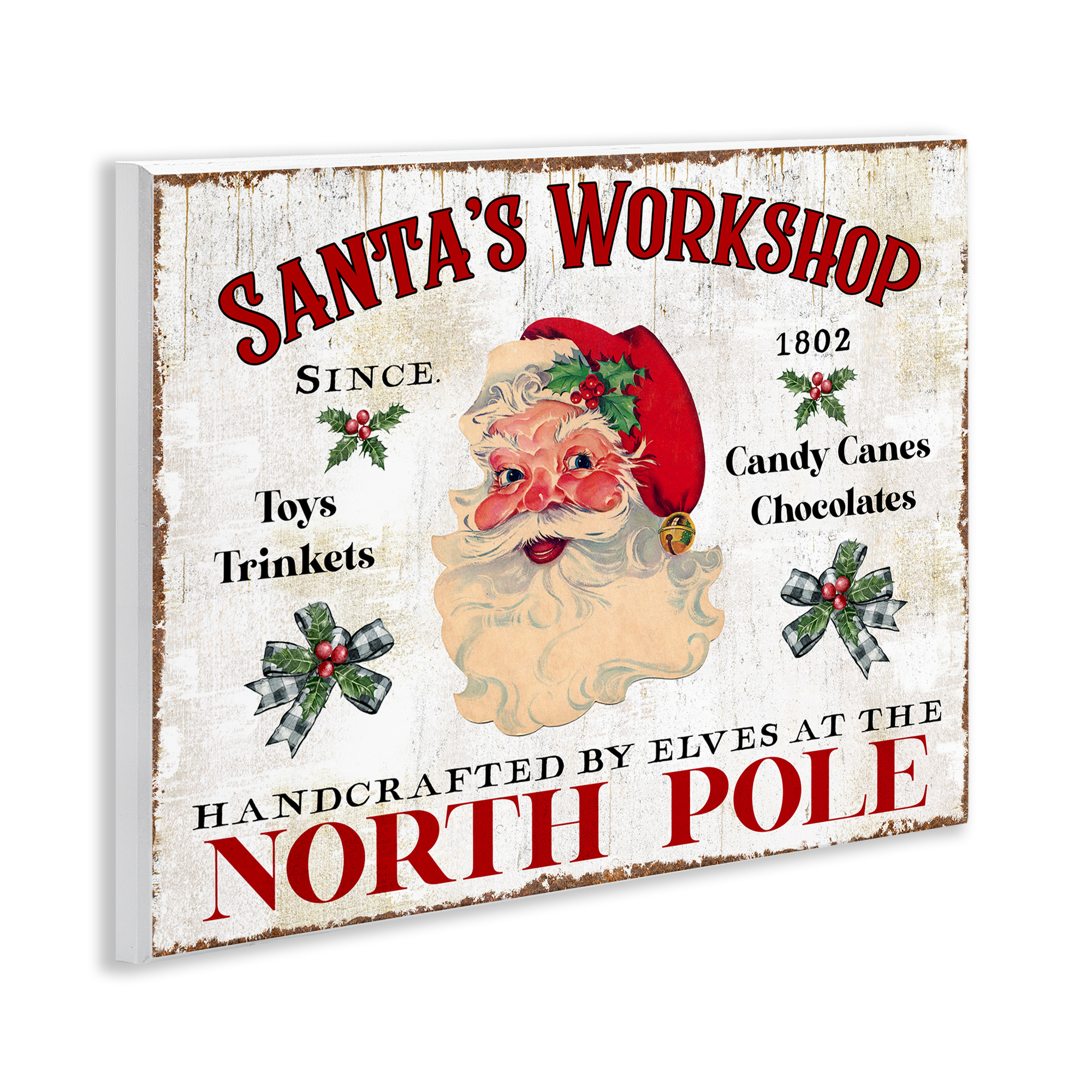 Stupell Industries North Pole Santa's Workshop Holiday Painting Unframed Art Prints Wall Art, 14 x 11
