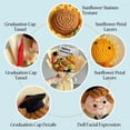 thumbnail image 4 of Graduation Crochet Bouquet with Sunflower & Grad Doll, Handmade Knit Floral Gift for High School/College Graduation, Classmates, Friends,Light Blue, 4 of 5