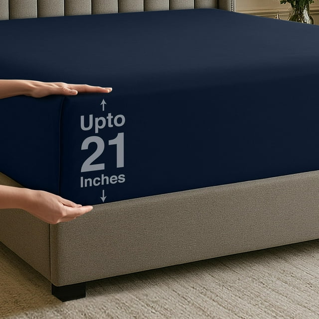 Sábana bajera Utopia Bedding Queen Deep Pocket Navy