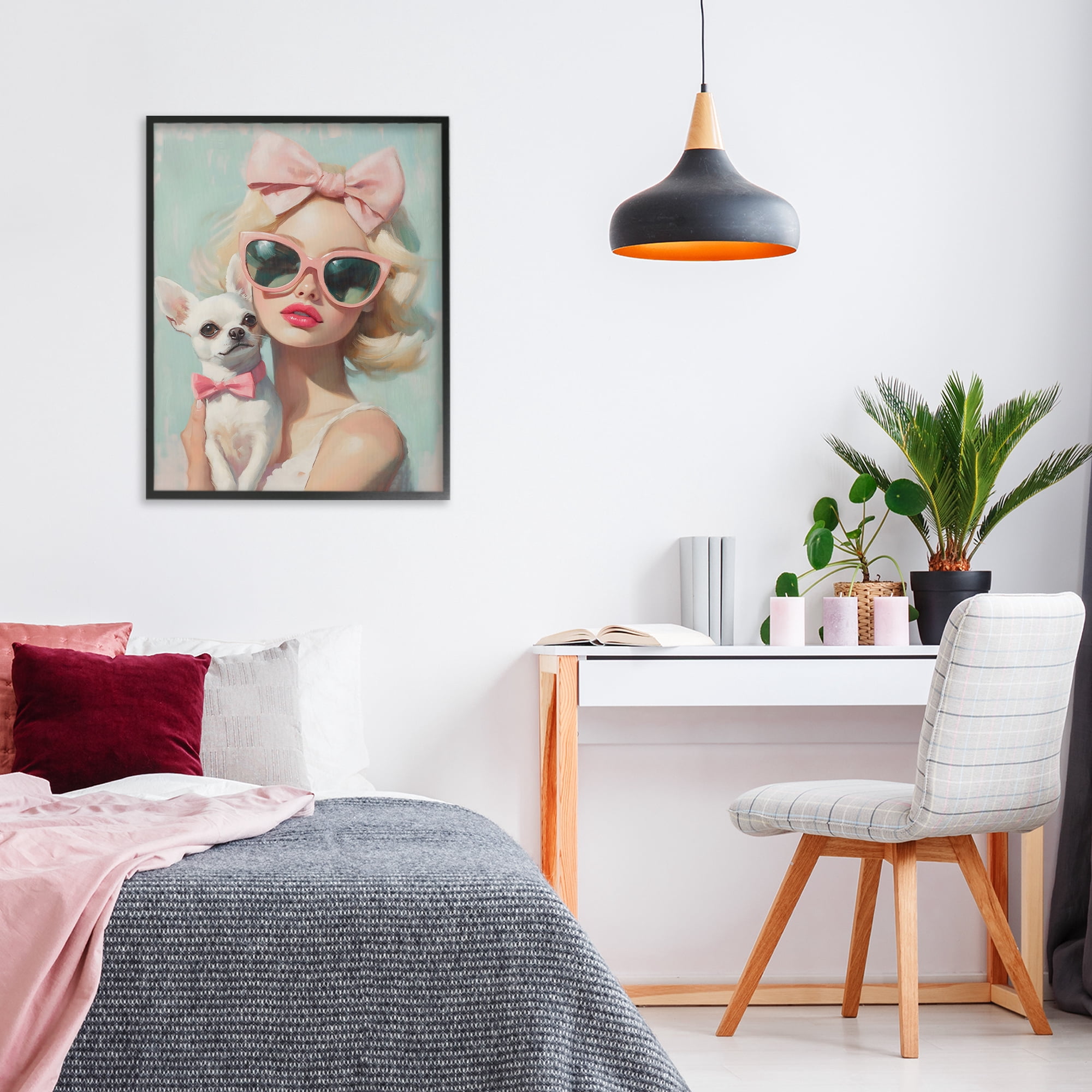Stupell Industries Girl with Chihuahua Black Framed Giclee Art, design by The Prints Vibe